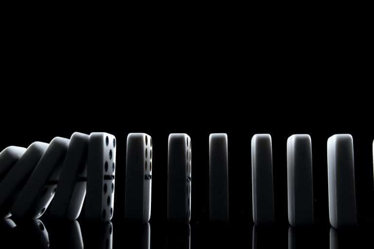 Dominoes mostly upright